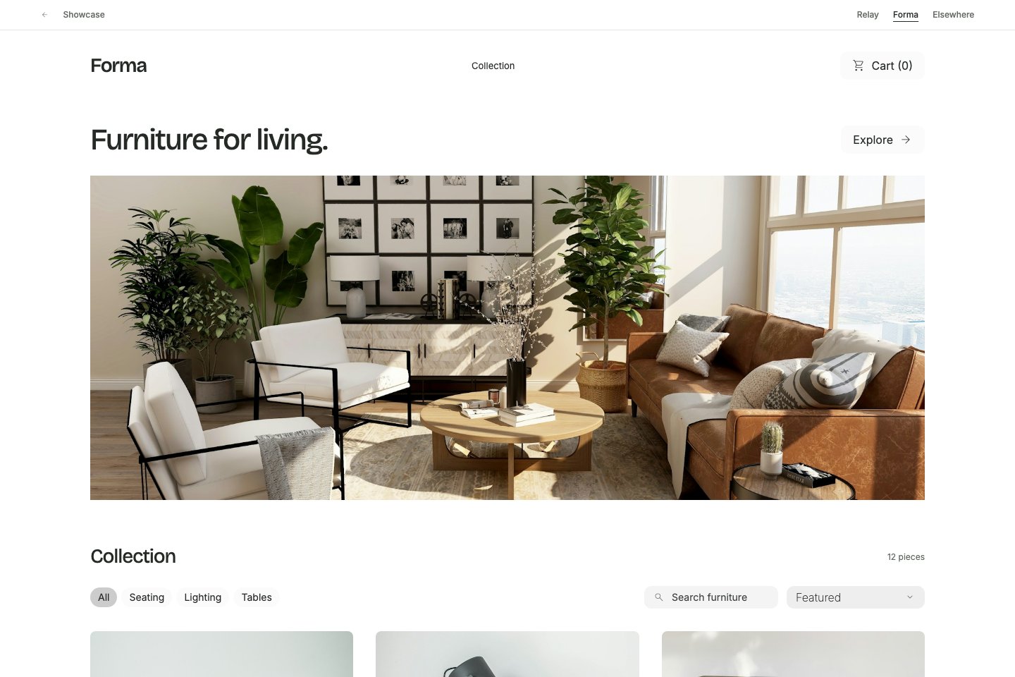 House Shop demo as rendered in a browser